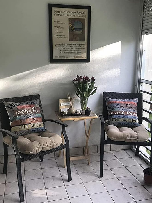 Jartinle Porch Rules Sign Outdoor Pillow Covers Waterproof Welcome to Our Porch Patio Pillow Covers for Couch Bench Patio Furniture Set of 2 (Brown, 16x16)
