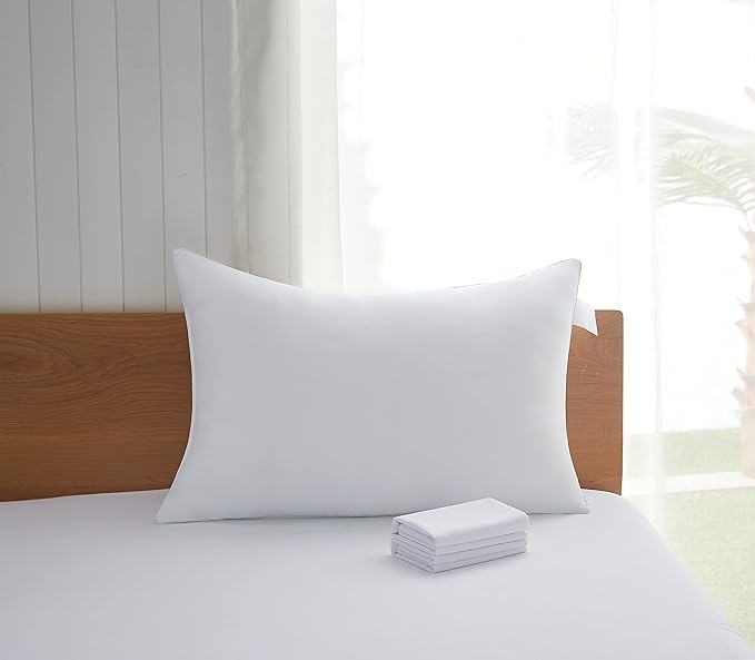 Acanva Cooling Bed Pillows for Sleeping 2 Pack, Premium Microfiber Filling Soft Supportive with Removable Cover Skin-Friendly, Standard Size with Cover(Pack of 2), White