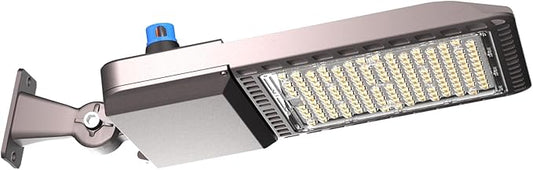 400W(486x1W LED) LED Parking Lot Lights Outdoor 60000LM(150Lm/W) ETL Listed Parking Lot Lights Commercial 5000K IP65 Led Pole Light Arm Mount with Smart Photocell-7Yrs Warranty