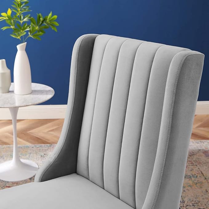 Modway Renew Parsons Performance Velvet Dining Side Chairs - Set of 2 in Light Gray