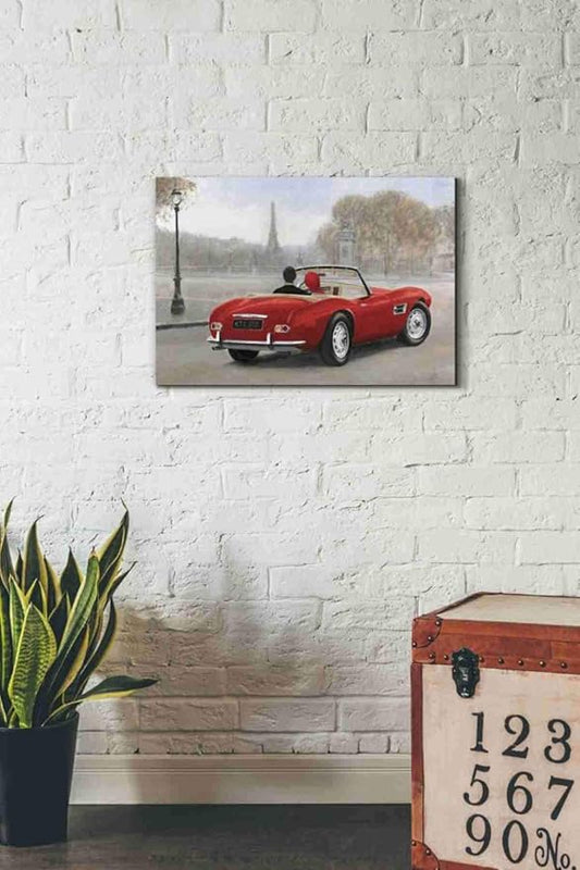 Epic Graffiti 'A Ride in Paris III Red Car' by Marco Fabiano, Canvas Wall Art, 26"x18"