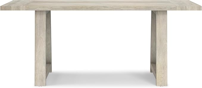 SIMPLIHOME Whitley Dining Table - 72 inch Wide Solid Mango Wood Rectangular Table in White Wash, Modern Farmhouse Style for Dining Room or Kitchen with Extra-Thick Trestle Base, Seats 6