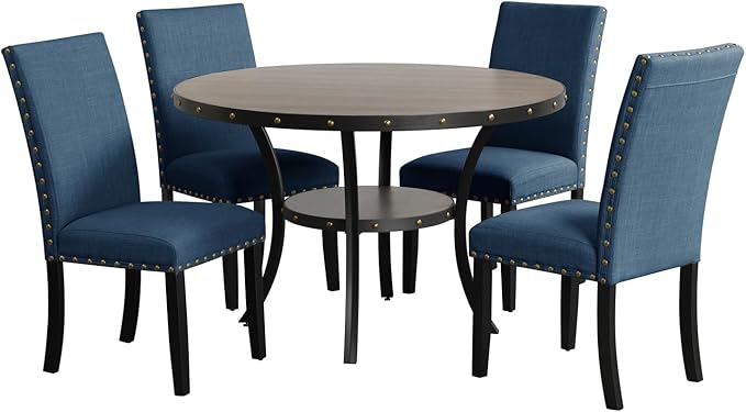 New Classic Furniture Classic Furniture Crispin Solid Wood Round Dining Table, 48-Inch, Gray