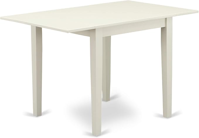 East West Furniture NDVA5-LWH-C 5 Piece Modern Dining Table Set Includes a Rectangle Wooden Table with Dropleaf and 4 Linen Fabric Dining Room Chairs, 30x48 Inch, Linen White