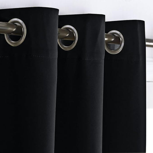 NICETOWN Closet Door Curtain, Room Dividers Panel Screens Partitions, Wide Width Grommet Top Modern Privacy Heavy Room Divider, Commercial Room Dividers (1 PCs, 8ft Tall x 15ft Wide, Black)