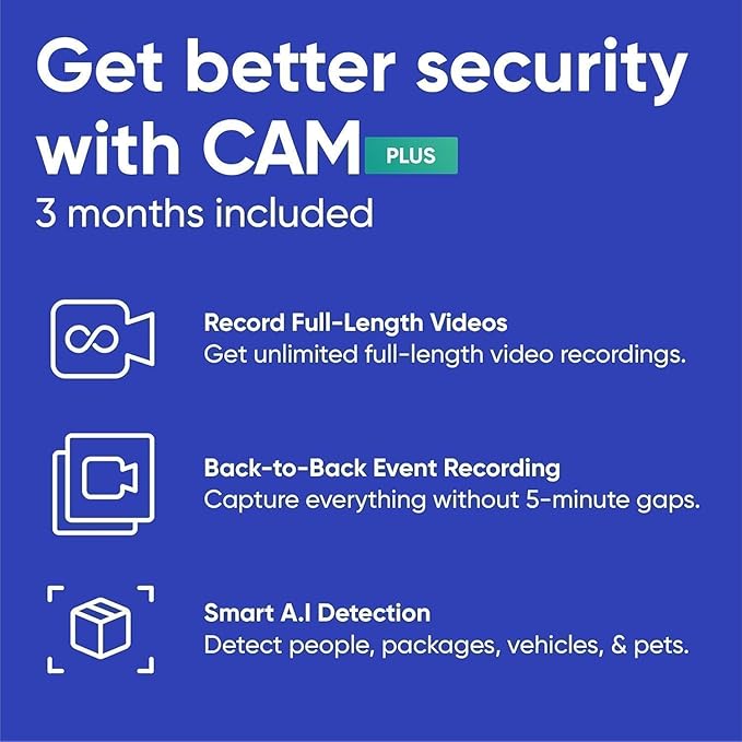 Cam v3 w 128GB SD Card, 1080p Plug-in Smart Security Camera, Color Night Vision, Motion Detection, 2-Way Audio, Compatible with Alexa, Google Assistant, Indoor/Outdoor, Wired, Black