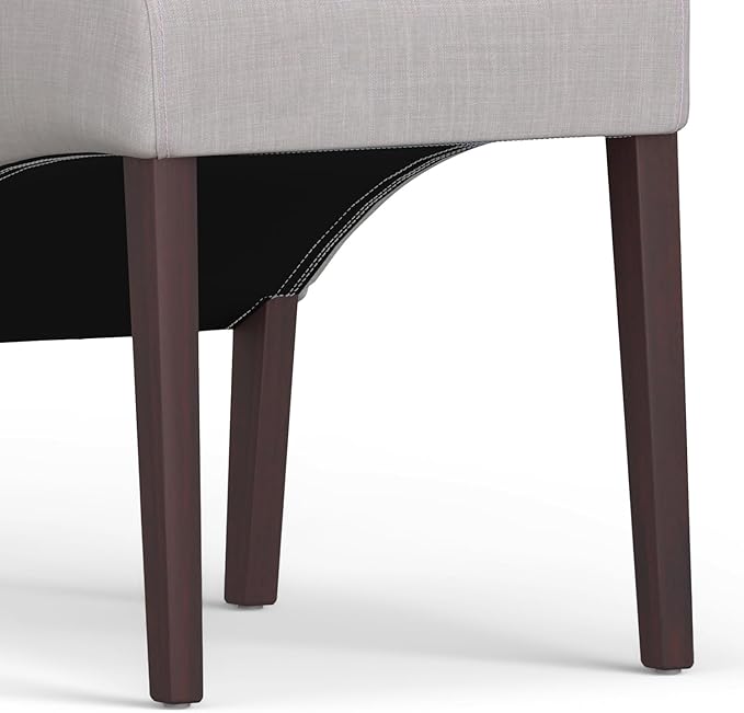 SIMPLIHOME Avalon Dining Chairs - Upholstered Solid Hardwood and Linen-Style Fabric Parsons Chair Set in Light Beige, Contemporary Dining Room Seating with Curved Back and Cushioned Seat (Set of 2)