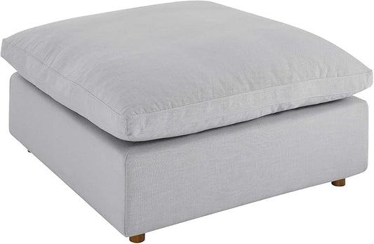 Modway Modular Sofa Commix Down-Filled Overstuffed Upholstered Sectional Sofa Ottoman in Light Gray