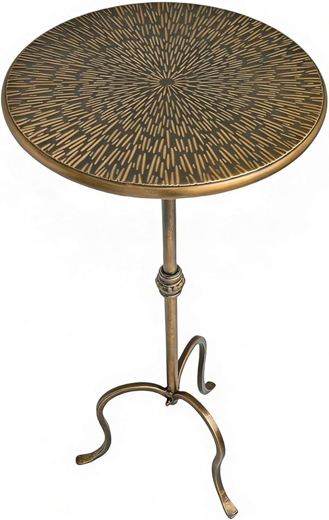 Metal Side Table, Martini Style Coffee Table Vintage Small Round Aceent Table 23inch for Living Room Bedroom Antique