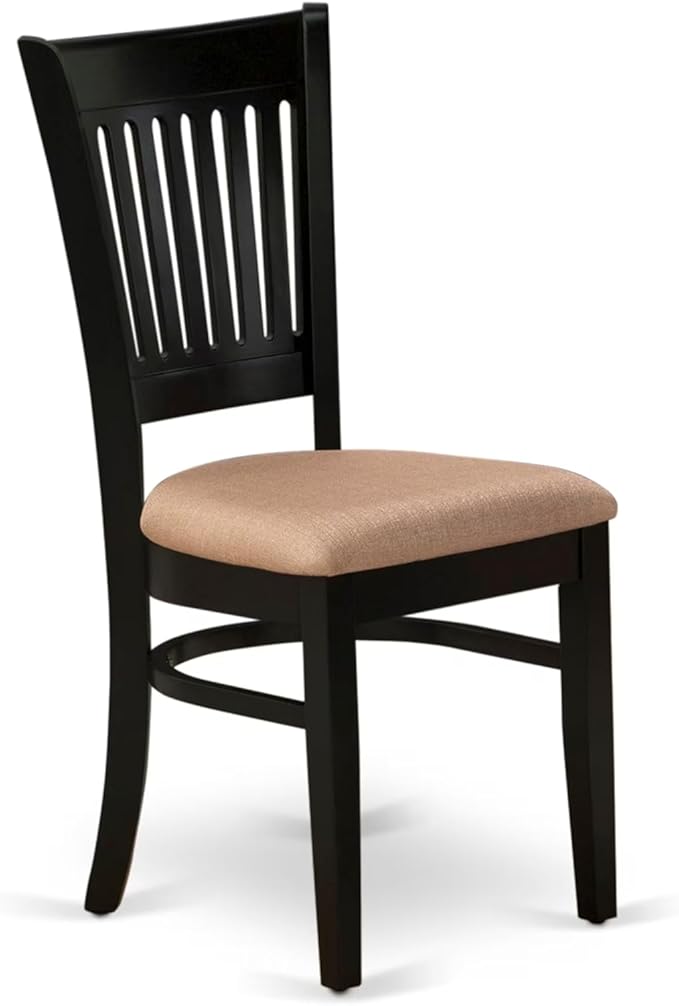 East West Furniture ANVA5-BLK-C 5 Piece Dining Room Furniture Set Includes a Round Dining Table with Pedestal and 4 Linen Fabric Upholstered Chairs, 36x36 Inch, Black