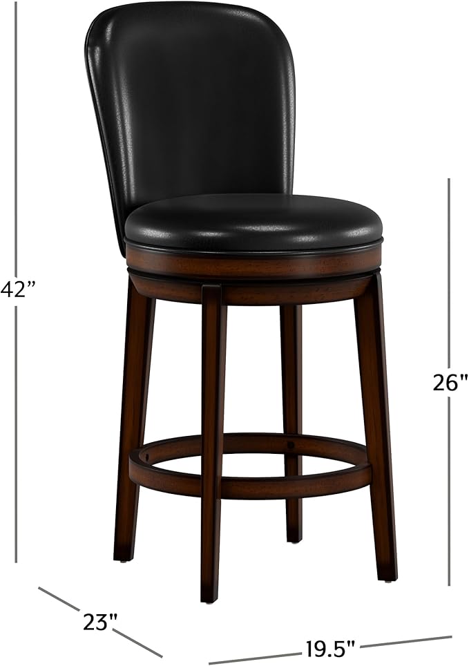 Hillsdale Victoria Wood Counter Height Swivel Stool, Dark Chestnut