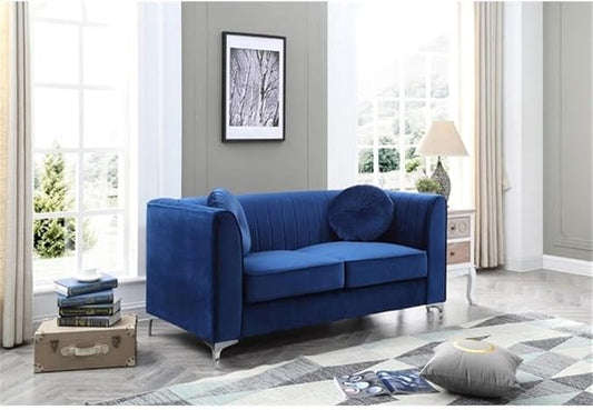 Glory Furniture Delray Velvet Loveseat in Navy Blue