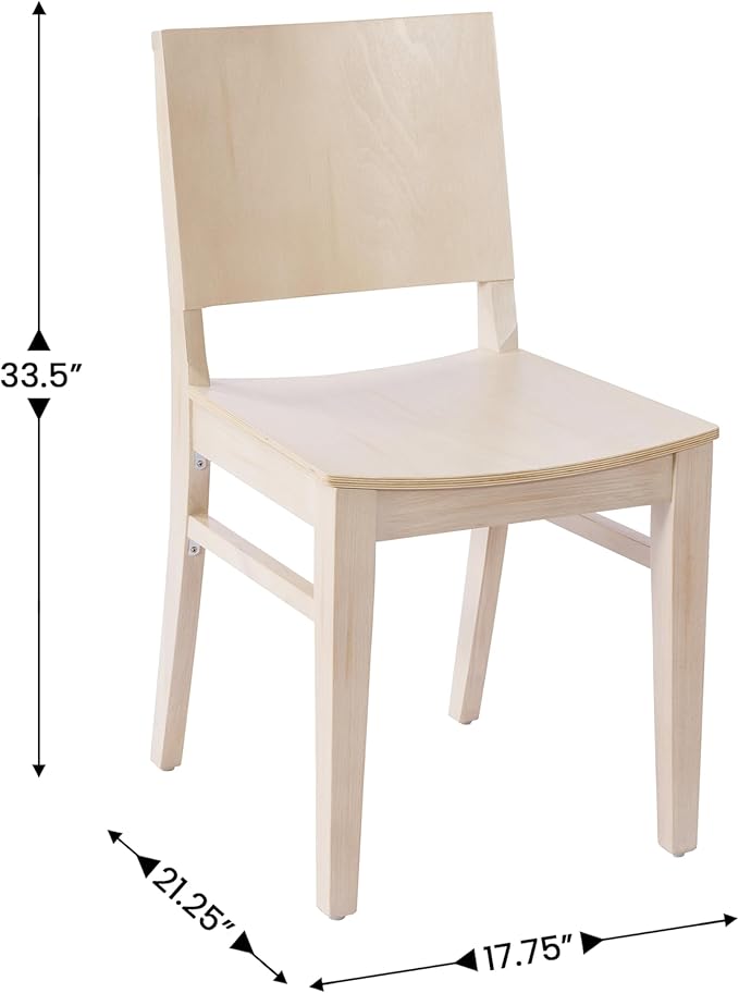Flash Furniture Naples Commercial Solid Wood Dining Chair, Curved Backrest, Sturdy Mortise and Tenon Construction, Antique White