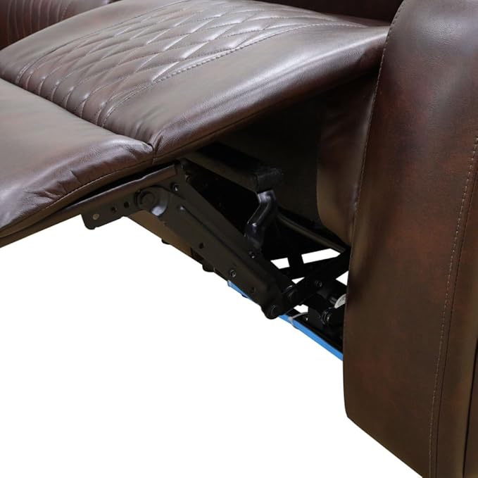 Leather Power Recliner Sofa Set with LED, Living Room Furniture Set, Leather Sofa Set with USB Port Storage Console Cup Holder for Office Living Room Home (Dark Brown)