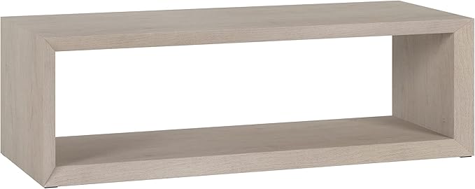 Henn&Hart 58" Rectangular Coffee Table with Open Storage Shelf for Living Room, Family Room, or Office, Beech White