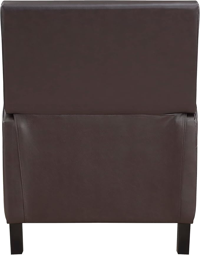 Lexicon Pushback Recliner Chair, Faux Leather Armchair Push Back Recliner, Nailhead Trim, Solid Wood Legs, Easy Assembly for Living Room/Office/Apartment, Dark Brown