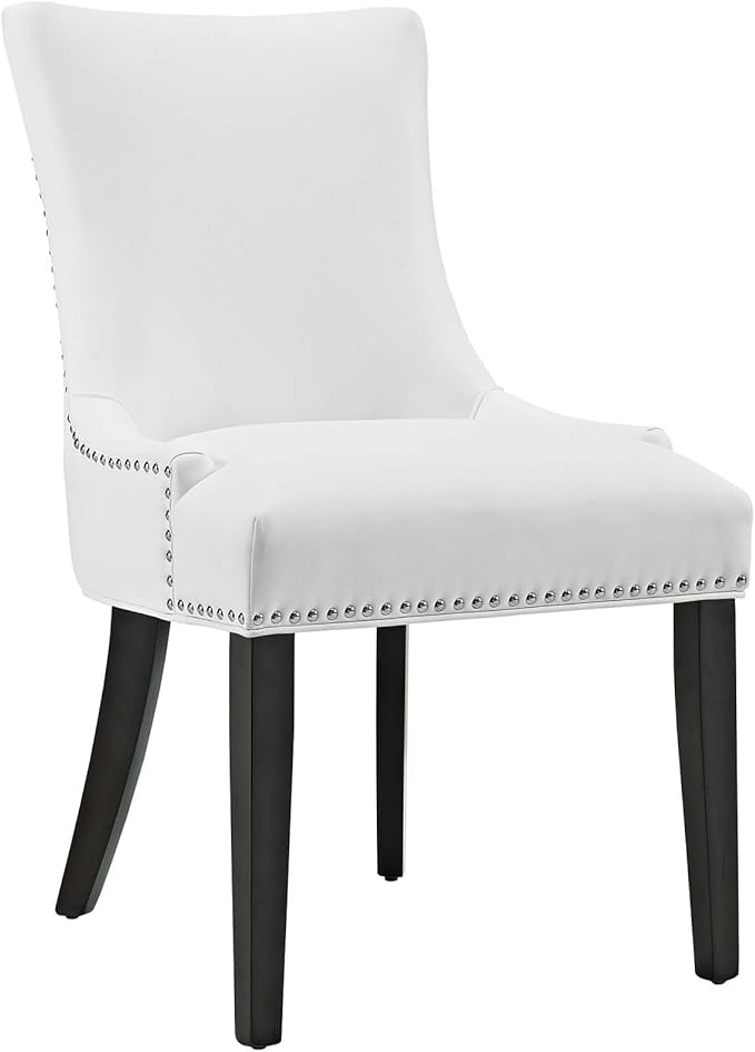 Modway MO- Marquis Modern Faux Leather Upholstered with Nailhead Trim, Dining Chair, White
