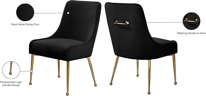 Meridian Furniture Owen 19.5" H Velvet Dining Chair in Black (Set of 2)