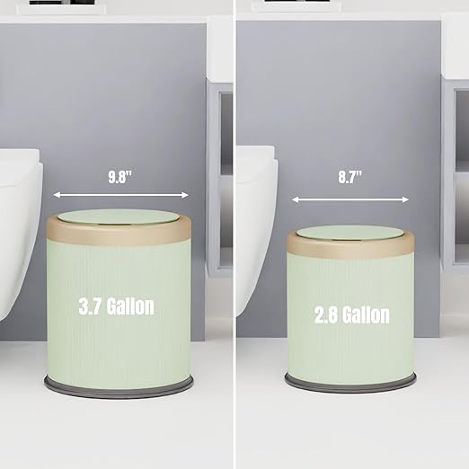 URALFA 2Pack Automatic Bathroom Trash Can, Touchless Motion Sensor Garbage Can with Lid, Smart Dog Proof Trash Bin, Plastic Wastebasket for Bedroom, Office, Living Room, 2.8 Gallon+3.7 Gallon (Green)