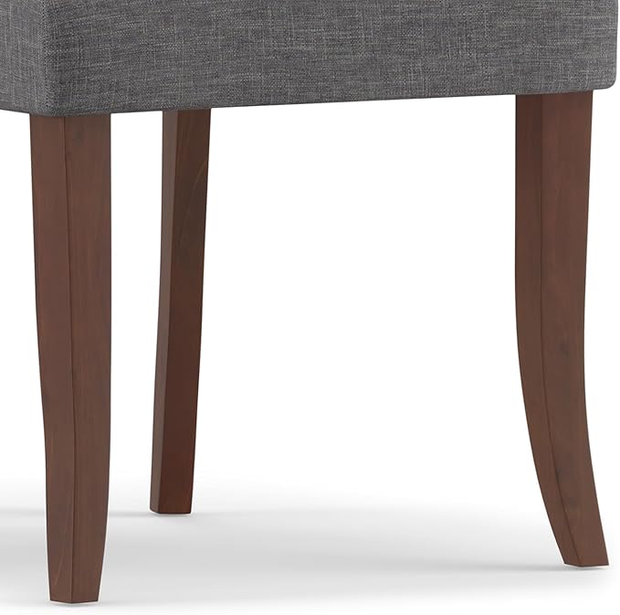 SIMPLIHOME Walden Dining Chairs - Upholstered Solid Hardwood Frame and Linen-Style Fabric Kitchen Chair Set in Slate Grey, Modern Dining Room Seating with Curved Back and Padded Seat (Set of 2)