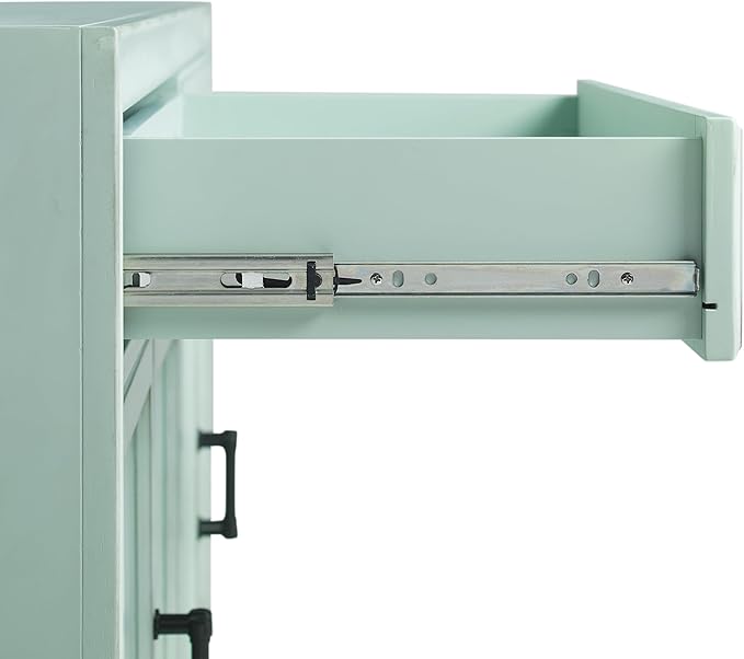 Crosley Furniture Tara 3-Piece Modern Farmhouse Sideboard Buffet Cabinet and Kitchen Storage Pantry Set, Distressed Seafoam Blue