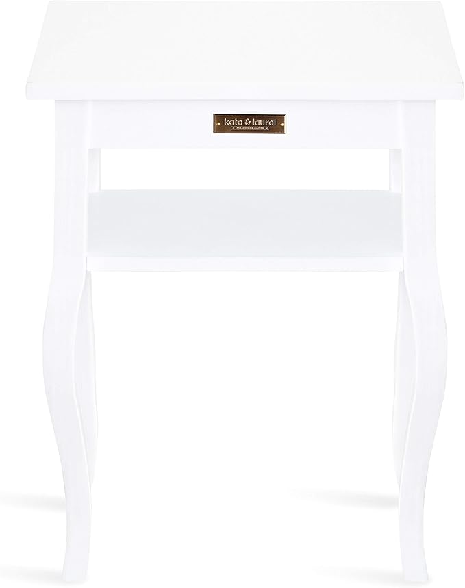 Kate and Laurel Lillian Transitional Wood Side Table, 18 x 12 x 24, White, Chic Traditional Accent Table for Storage and Display