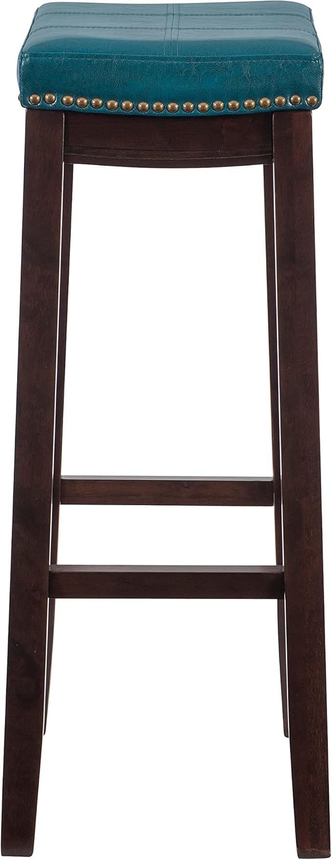 Linon Carson Blue Backless Bar Stool, Brown
