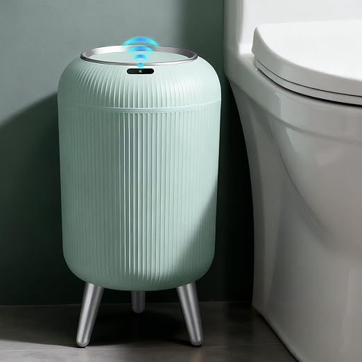 Automatic Motion Sensor Bathroom Trash Can Touchless,3 Gallon/11L Smart Garbage Bin,Mini Trash Can with Removable Legs for Toilet,Kitchen,Bedroom,Office,Smart Plastic Electric Garbage Cans-Blue