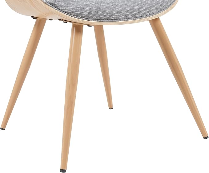 Armen Living Butterfly Mid-Century Dining Chair with Grey Fabric Upholstered Seat and Oak Finish