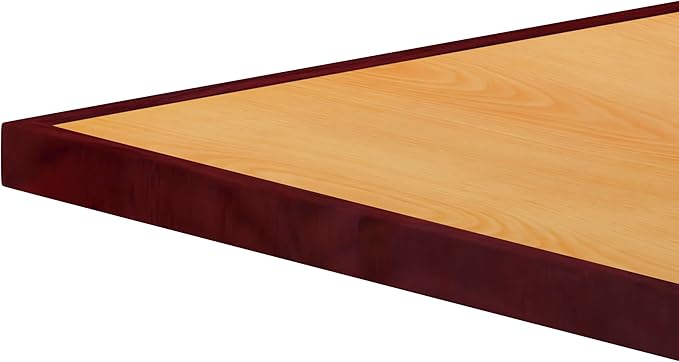 Flash Furniture 36'' Square 2-Tone High-Gloss Cherry / Mahogany Resin Table Top with 2'' Thick Drop-Lip