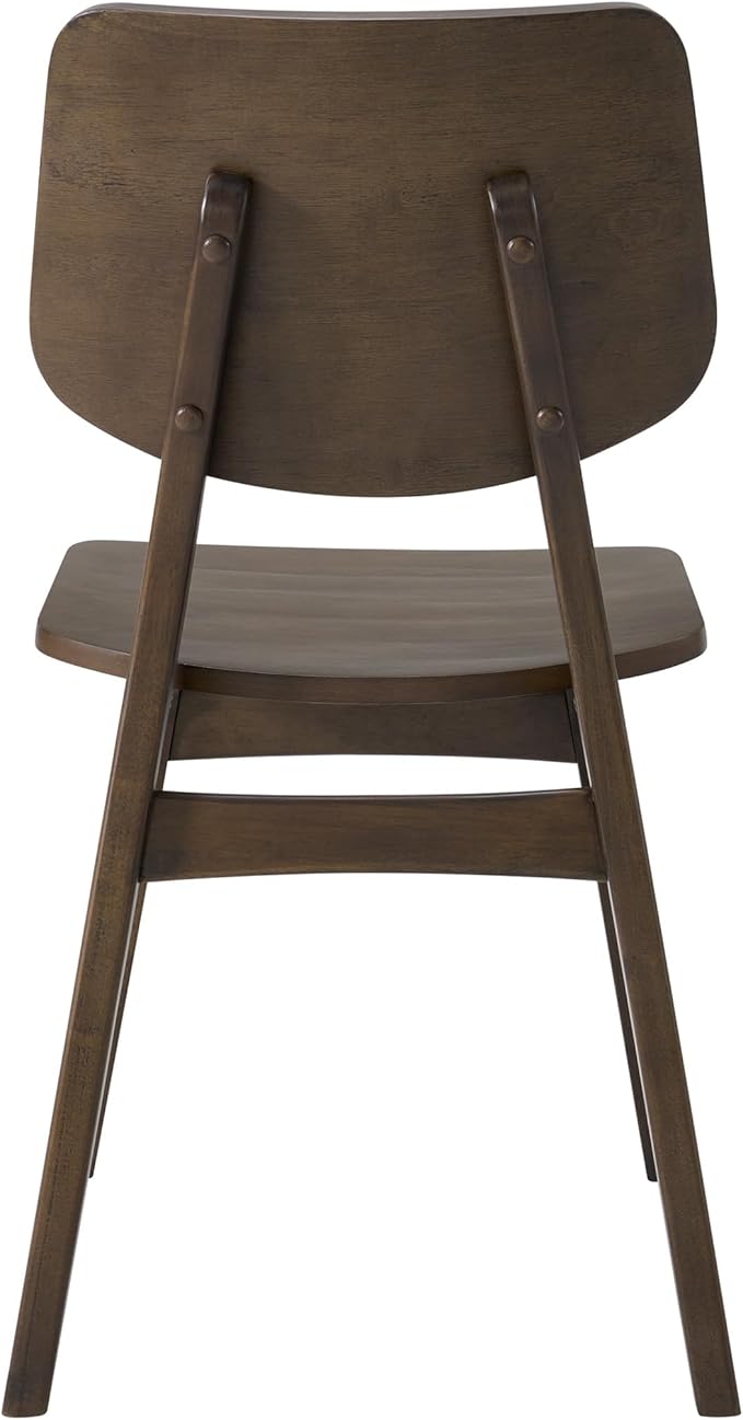 Alaterre Furniture Calais Dining – Mid Century Modern Set of 2 Dining Chairs – Solid Wood Chair Set with Minimalist Design for Dining Room or Kitchen (Walnut Finish)