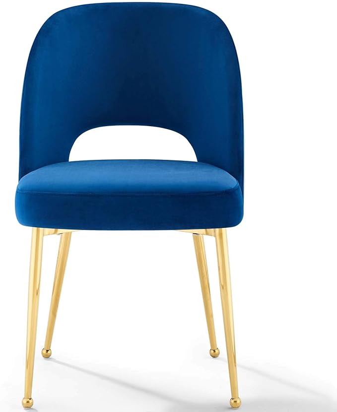 Modway Rouse Performance Velvet Dining Side Chair in Navy