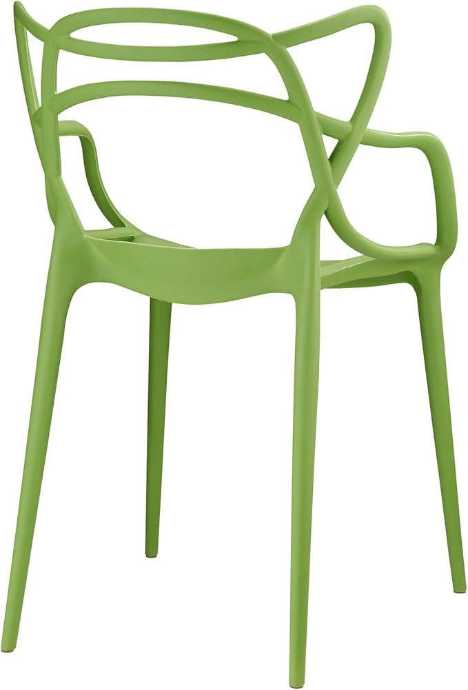Modway Entangled Modern Molded Plastic Kitchen and Dining Room Arm Chair in Green - Fully Assembled