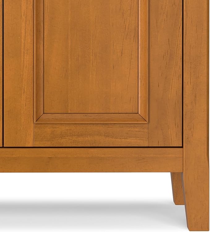 SIMPLIHOME Amherst Storage Cabinet - 32 inch Wide Solid Wood 2-Shelf Low Storage Unit in Light Golden Brown, Transitional Console or Accent Cupboard for Living Room or Entryway with Adjustable Shelves