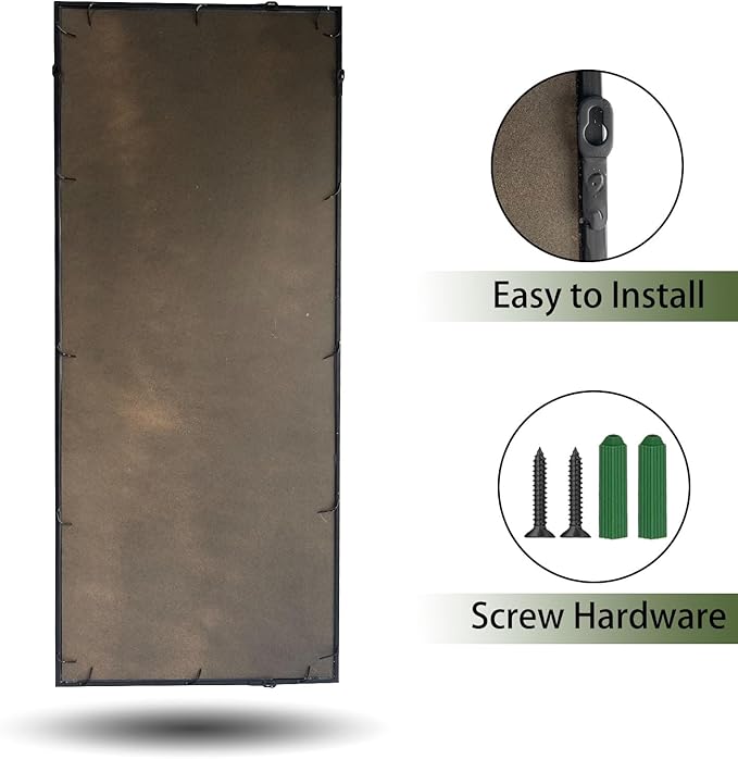 Balck Full Length Mirror,Window Pane Grid Minimalism Long Floor Wall Mounted Mirrors for Entryway,Hallway,Living Room,Fireplace 22"X53"