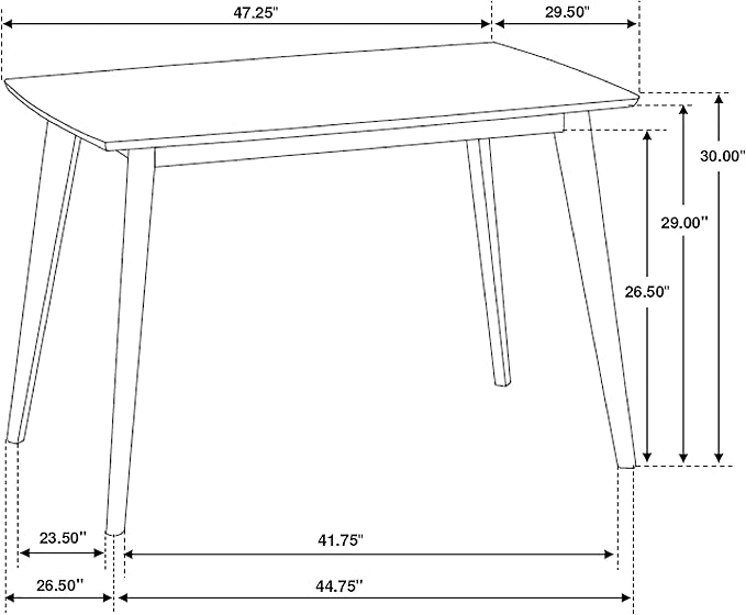 Coaster Home Furnishings - Kersey - Wood - 47-Inch Rectangular Dining Table with Angled Legs, Chestnut Finish, Mid-Century Modern Style - Dining Room & Home Kitchen - Chestnut - 103061