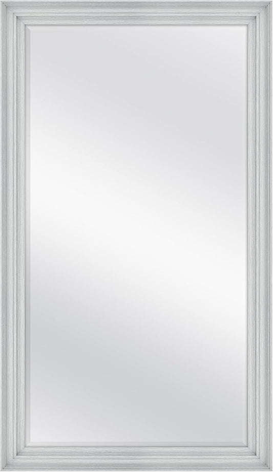 MCS Ezra 28.66x49.66 Large Wall Mirror, Gray Woodgrain & Beveled Mirror, Vertical & Horizontal Wall Hanging Mirror for Bathroom, Bedroom & Livingroom