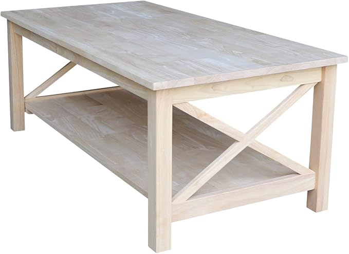 Hampton Solid Wood Coffee Table, Unfinished