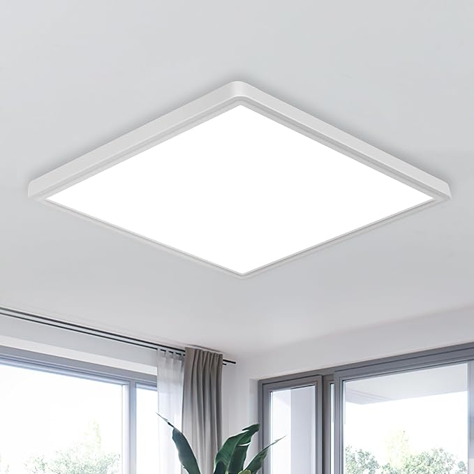 Goeco 6 Pack Ultra Slim Flush Mount Ceiling Light Fixture, 12 Inch 24W Surface Mount LED Panel Light for Bedroom, Kitchen, Bathroom- 0.98Inch Thickness Square