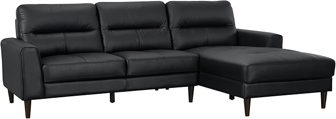 Lexicon Leather Match Sectional Couches for Living Room, L Shape Couch, Leather Sectional Couch, Modern Sofa Living Room Sofa with Right Chaise for Living Room, Bedroom, Office, Apartment, Black