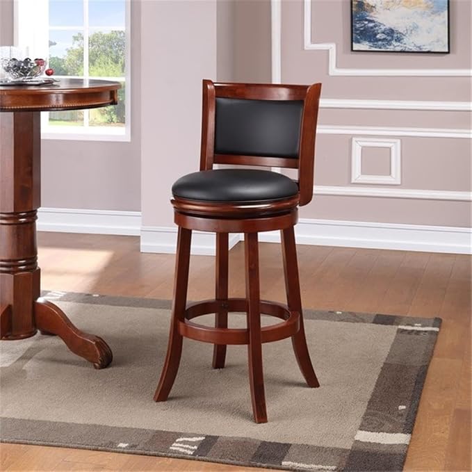 Boraam Augusta Bar Height Swivel Kitchen Bar Stool - Black/Cherry