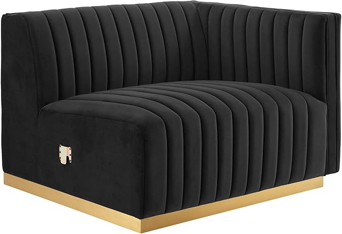 Modway Conjure Channel Tufted Performance Velvet Sectional, 4-Piece Sofa, Gold Black