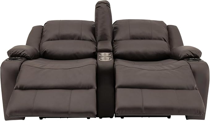 RecPro Charles 64" Powered Recliner RV Sofa with Console and Cupholders | Zero Wall Loveseat for Camper | Wall Hugger Couch with 2023 Updated Fabric (Chestnut)