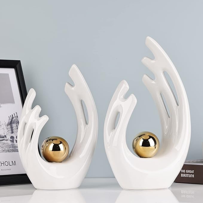 White Home Decor Accents, Coffee Table Funky Decor Modern Aesthetic Room Decor,Abstract Art Statue Decor Center Piece for Dinning Room, for Light Luxury Decorations for Stores, Hotels, Living Rooms