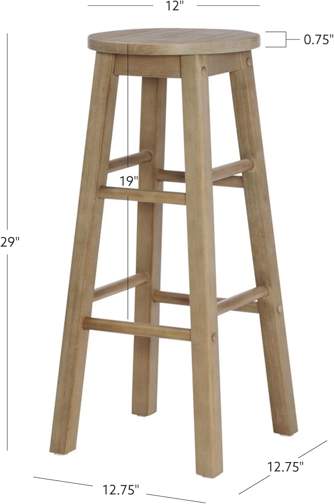 Zeke Grey Wash 29" Barstool with Round Seat by Linon