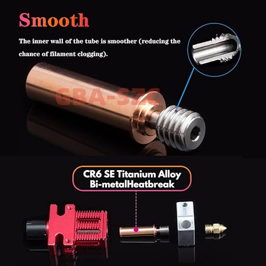 2PCS Ender 3 V2 Neo/CR6 SE Heatbreak,All Metal Titanium Alloy Bi-Metal Upgrade Smooth Bimetal Heat Break,for CR-6 SE/Max/CR10 Smart/Ender 3 V2 Neo/Ender 3 Max Neo/Ender 3 Neo Hotend.(2PC)