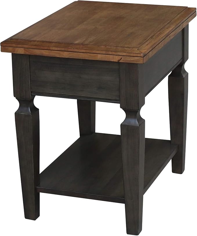 IC INTERNATIONAL CONCEPTS Vista Solid Wood End Table in Hickory/Washed Coal