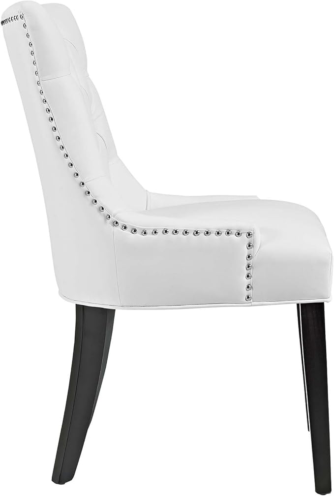 Modway Regent Modern Tufted Faux Leather Upholstered Two Dining Chairs with Nailhead Trim in White