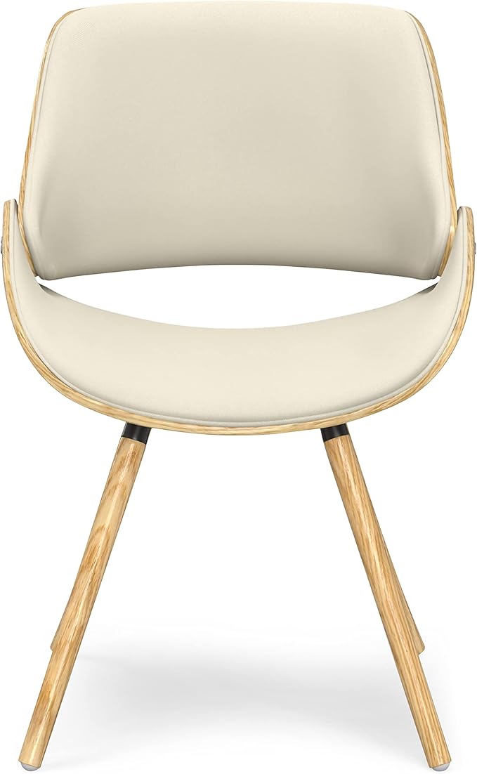 SIMPLIHOME Malden Dining Chair in Light Wood, Natural Linen Look Fabric, 22.8" W x 20.9" D x 30.9" H, Mid-Century Modern Style for Dining Room