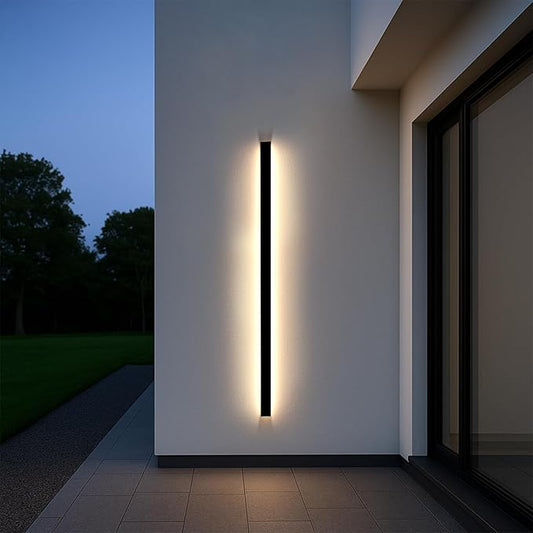 Modern Outdoor Wall Lights 79 Inch, 3000K Linear Exterior Wall Light Wall Mount, IP65 Waterproof Long Porch Wall Sconce Light for Front Door, Garage (Black)